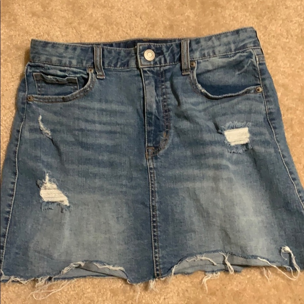 Blue denim skirt